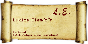 Lukics Elemér névjegykártya